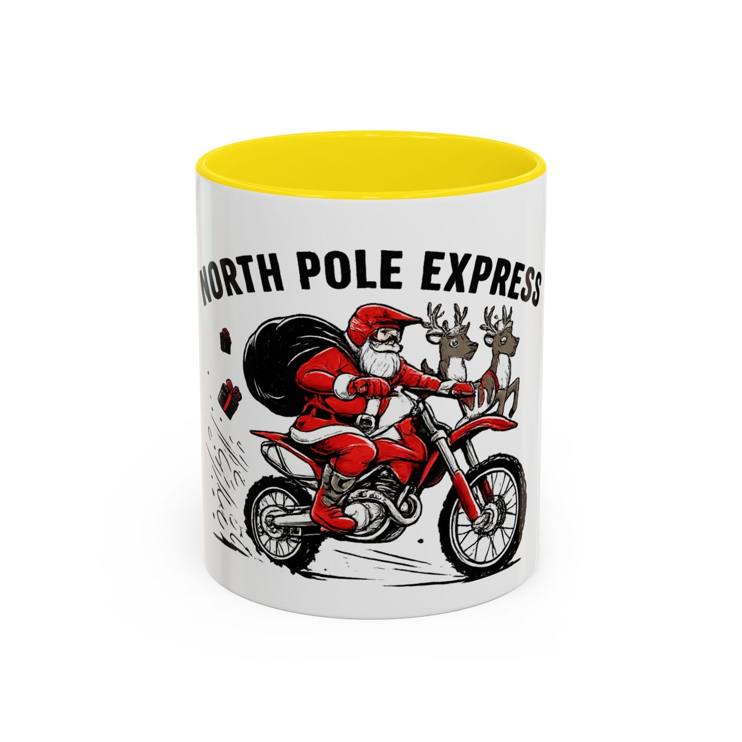 North Pole Express Motocross Santa Accent Mug - SJM Print Store