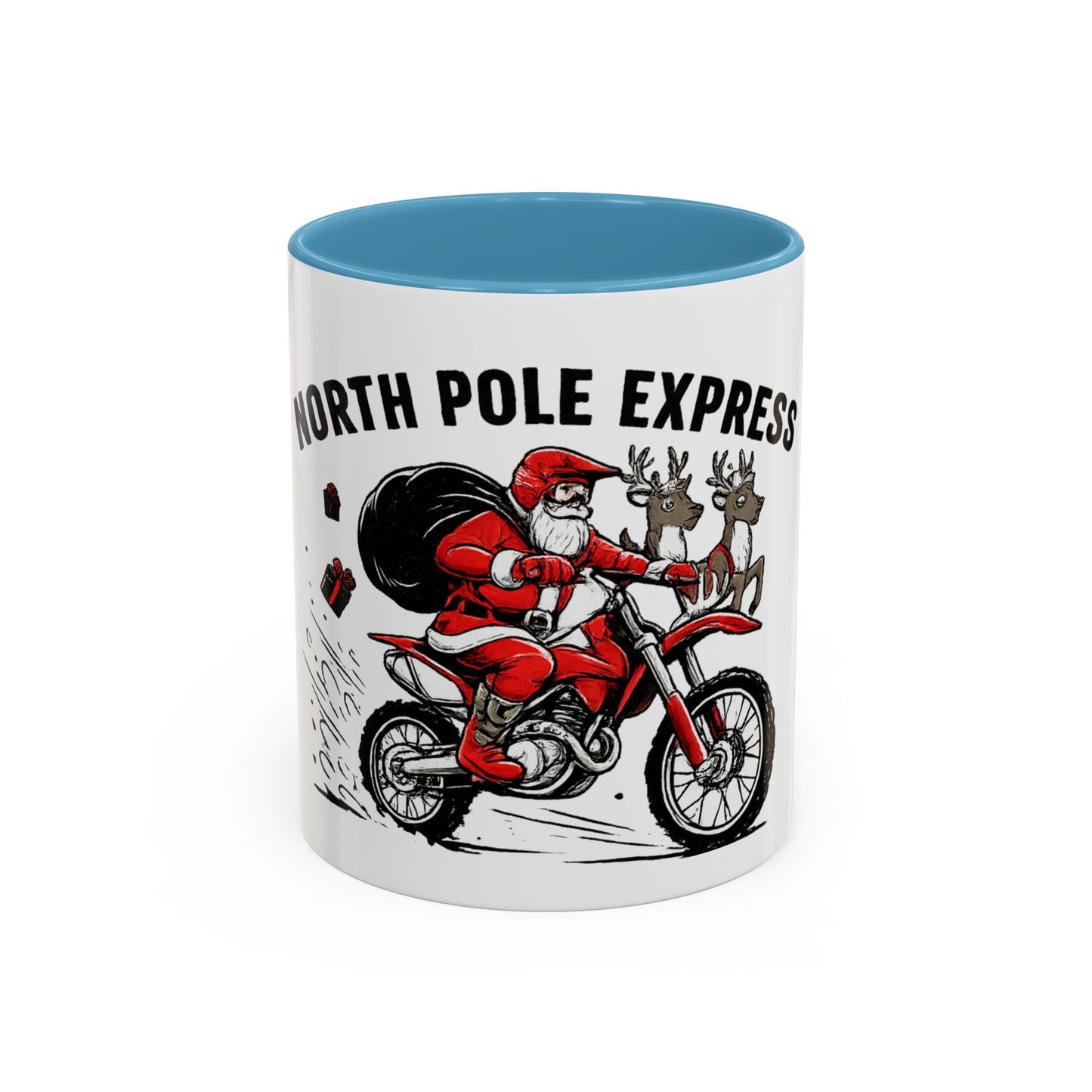 North Pole Express Motocross Santa Accent Mug - SJM Print Store