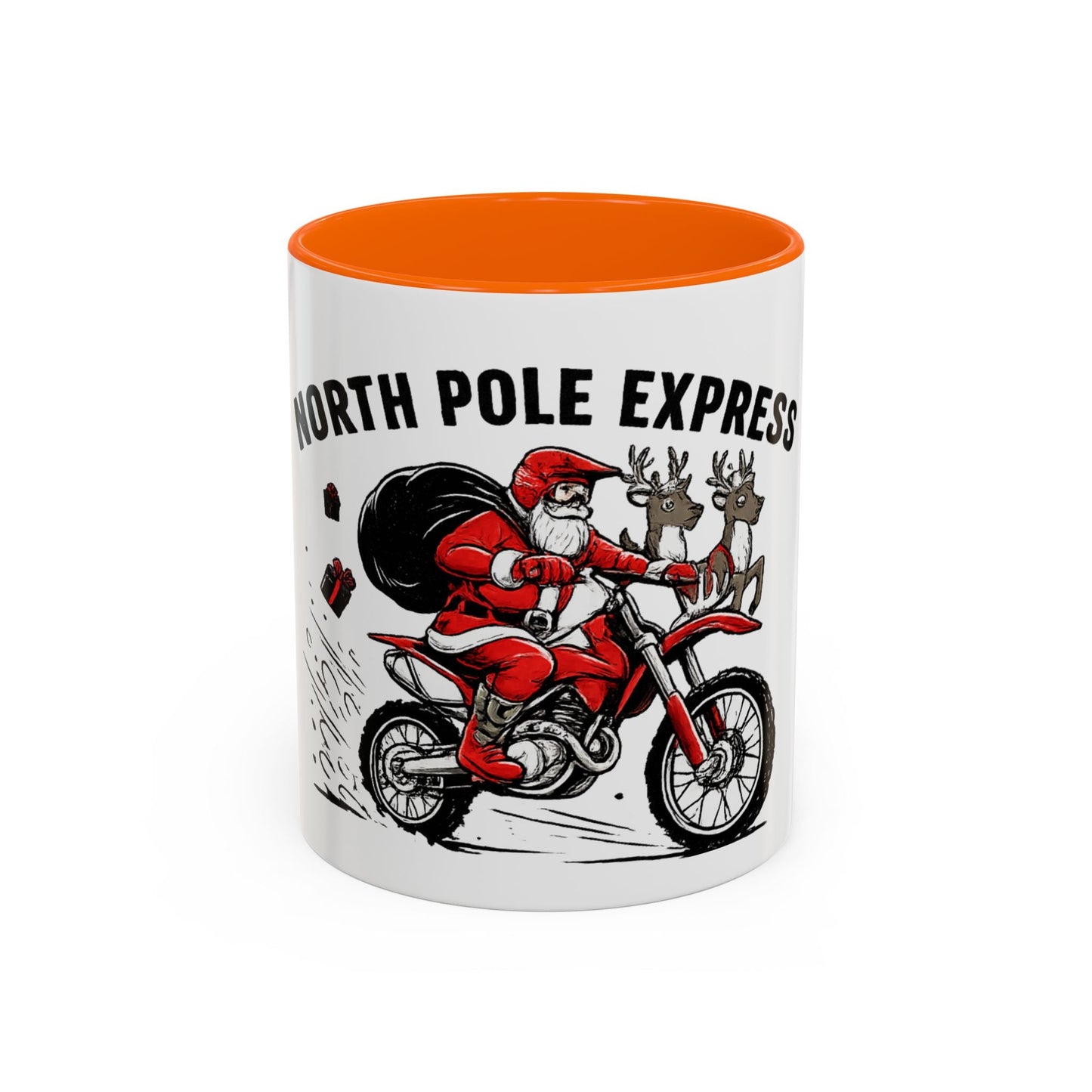 North Pole Express Motocross Santa Accent Mug - SJM Print Store
