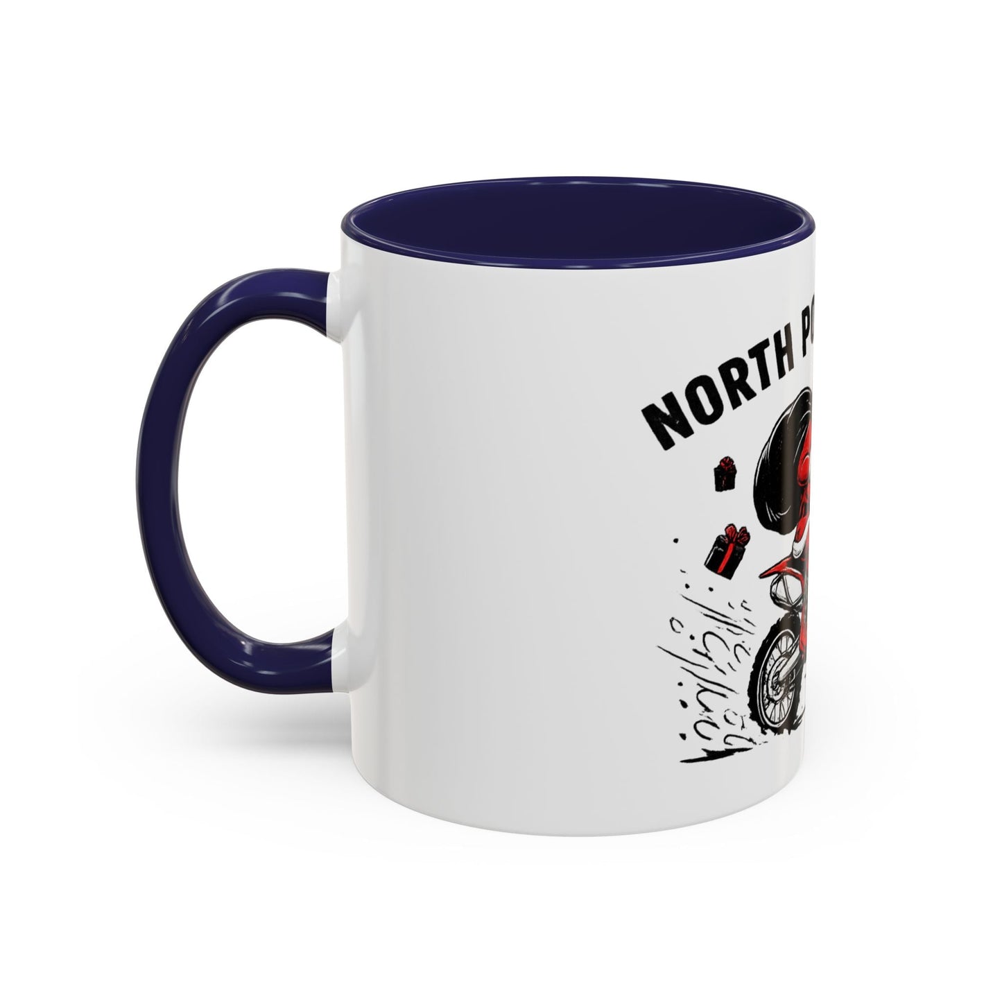 North Pole Express Motocross Santa Accent Mug - SJM Print Store