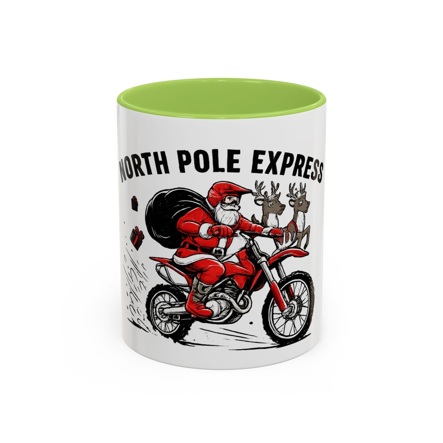 North Pole Express Motocross Santa Accent Mug - SJM Print Store