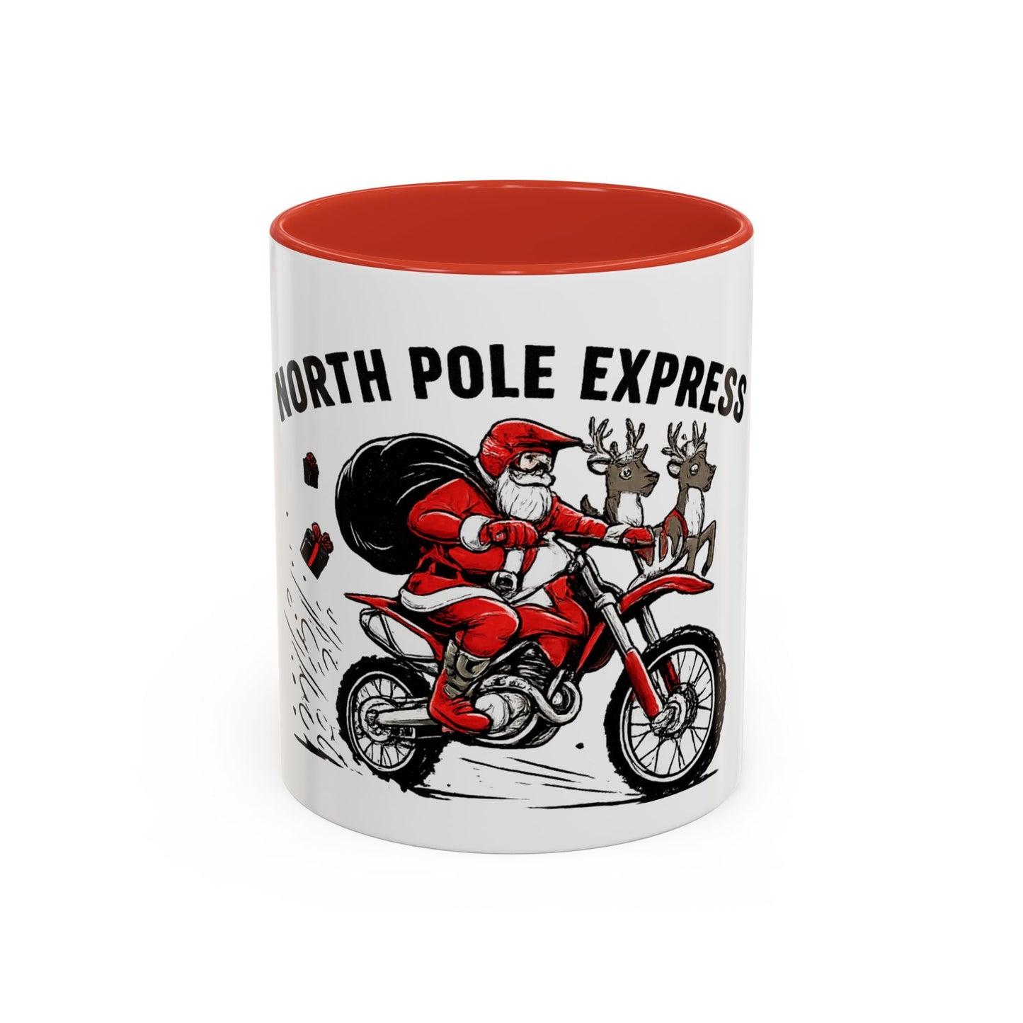 North Pole Express Motocross Santa Accent Mug - SJM Print Store