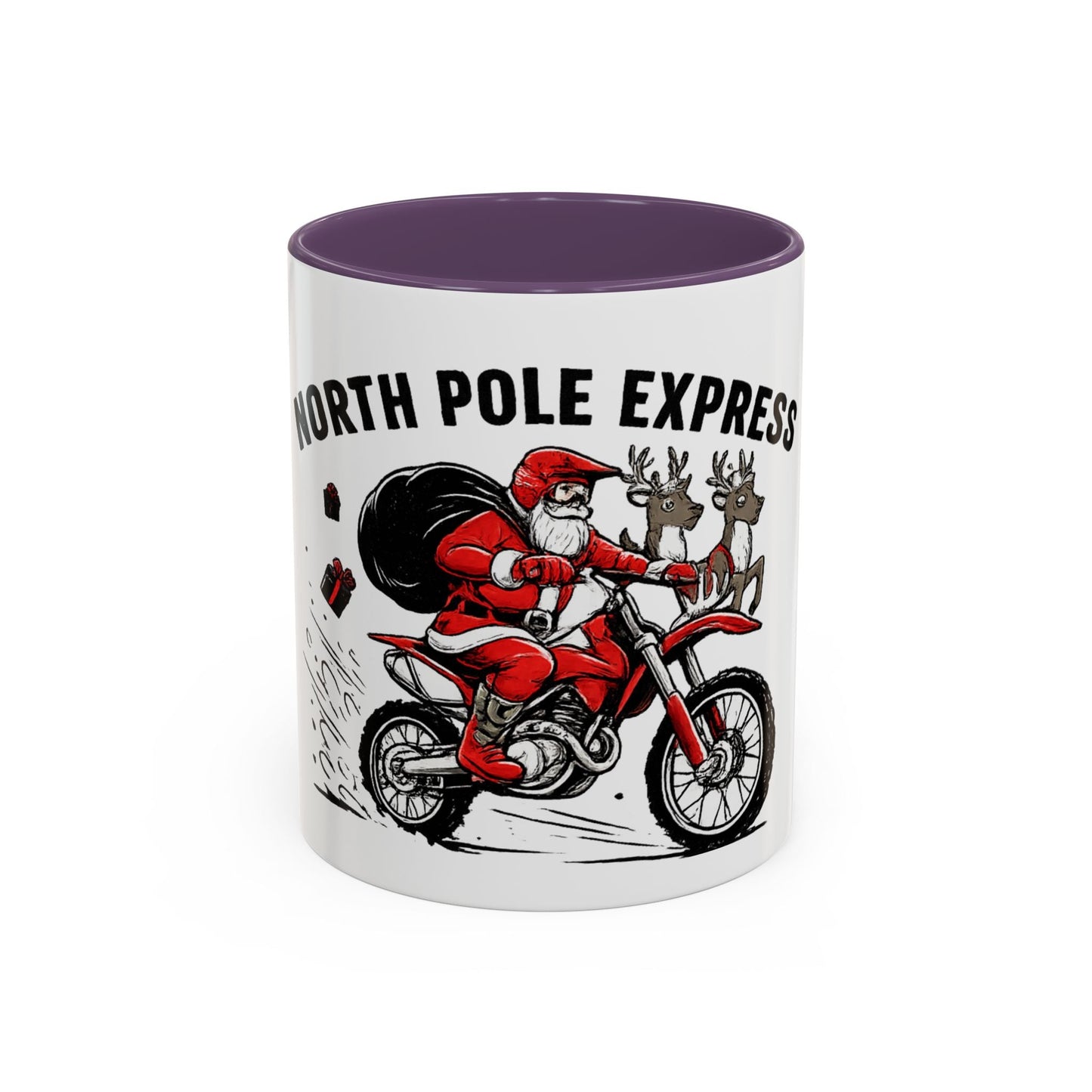 North Pole Express Motocross Santa Accent Mug - SJM Print Store