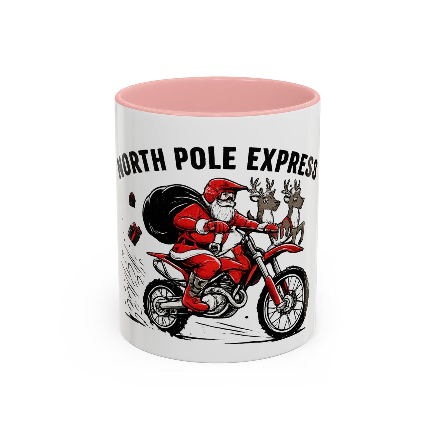 North Pole Express Motocross Santa Accent Mug - SJM Print Store