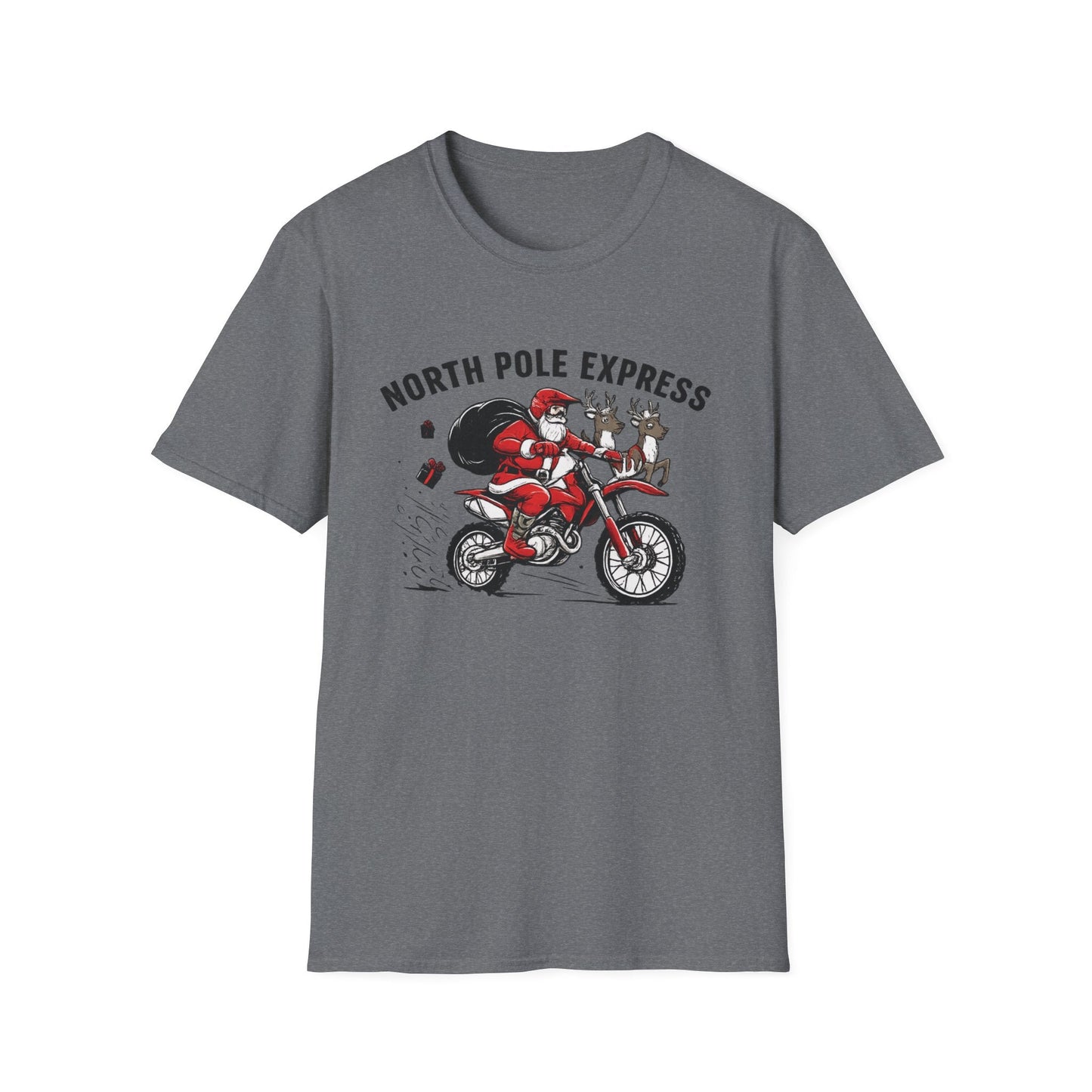 North Pole Express Motocross Santa T-Shirt - SJM Print Store