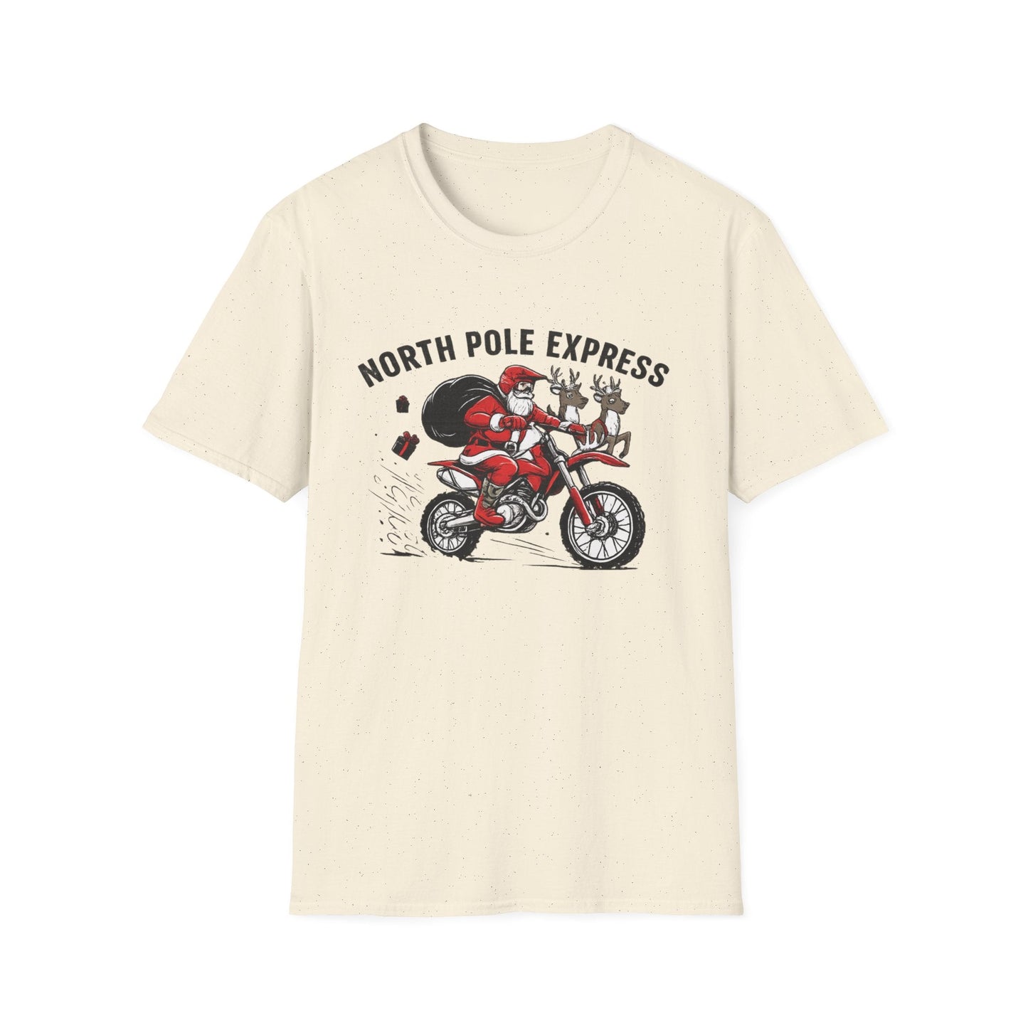 North Pole Express Motocross Santa T-Shirt - SJM Print Store