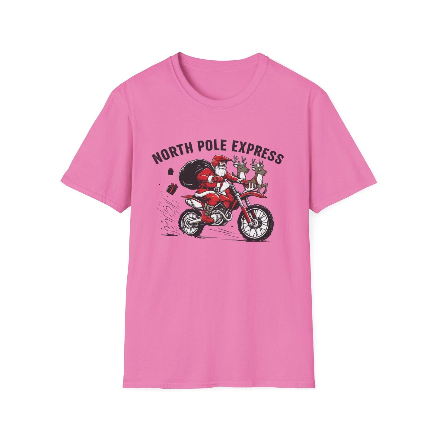 North Pole Express Motocross Santa T-Shirt - SJM Print Store