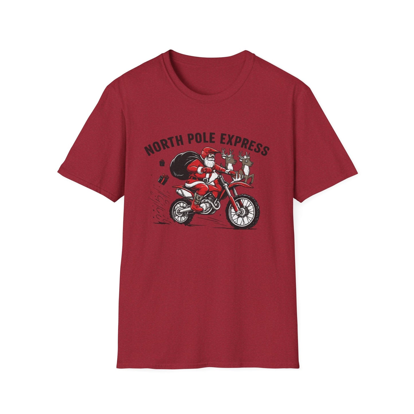 North Pole Express Motocross Santa T-Shirt - SJM Print Store