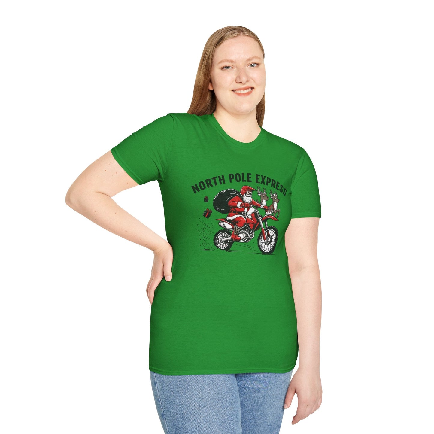 North Pole Express Motocross Santa T-Shirt - SJM Print Store