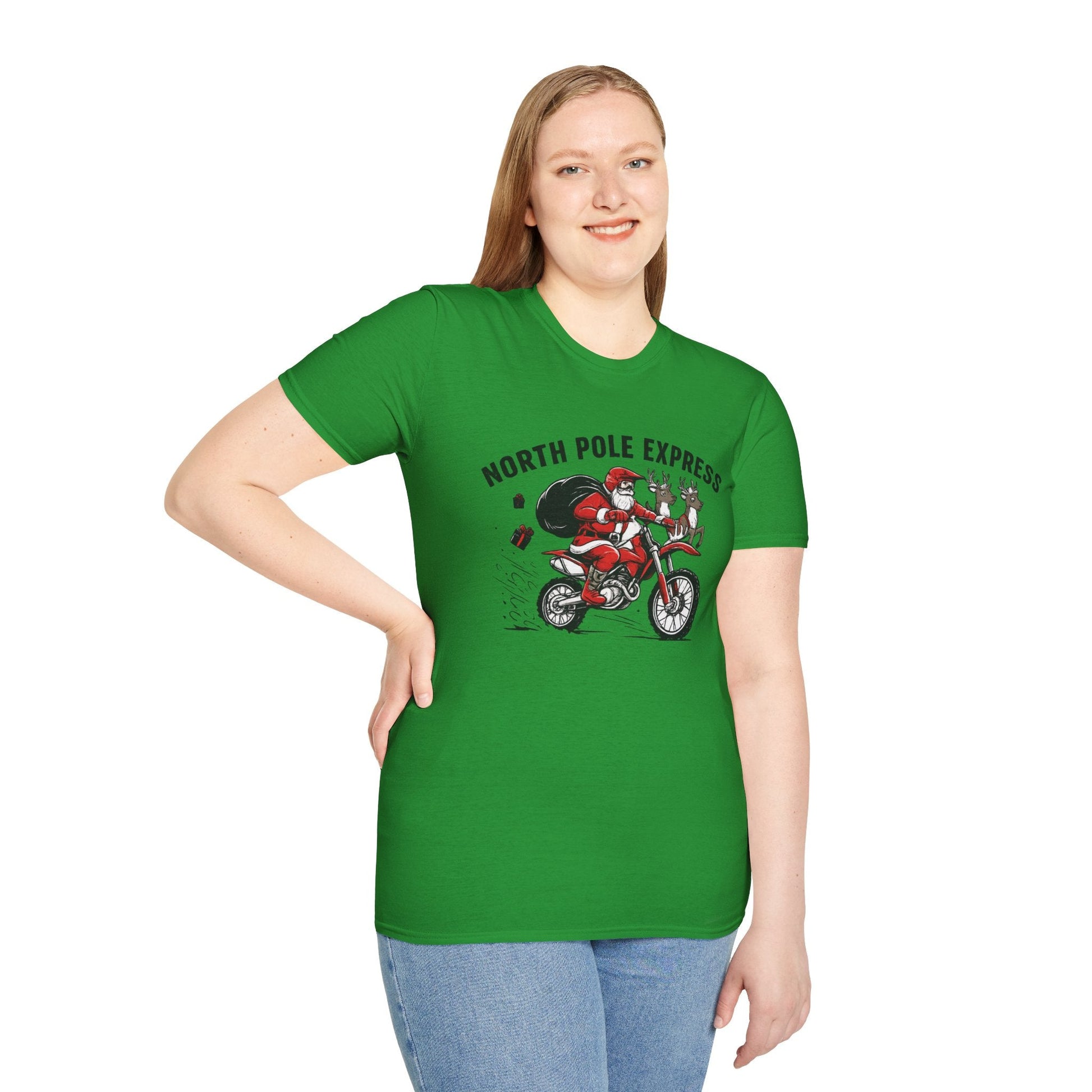 North Pole Express Motocross Santa T-Shirt - SJM Print Store