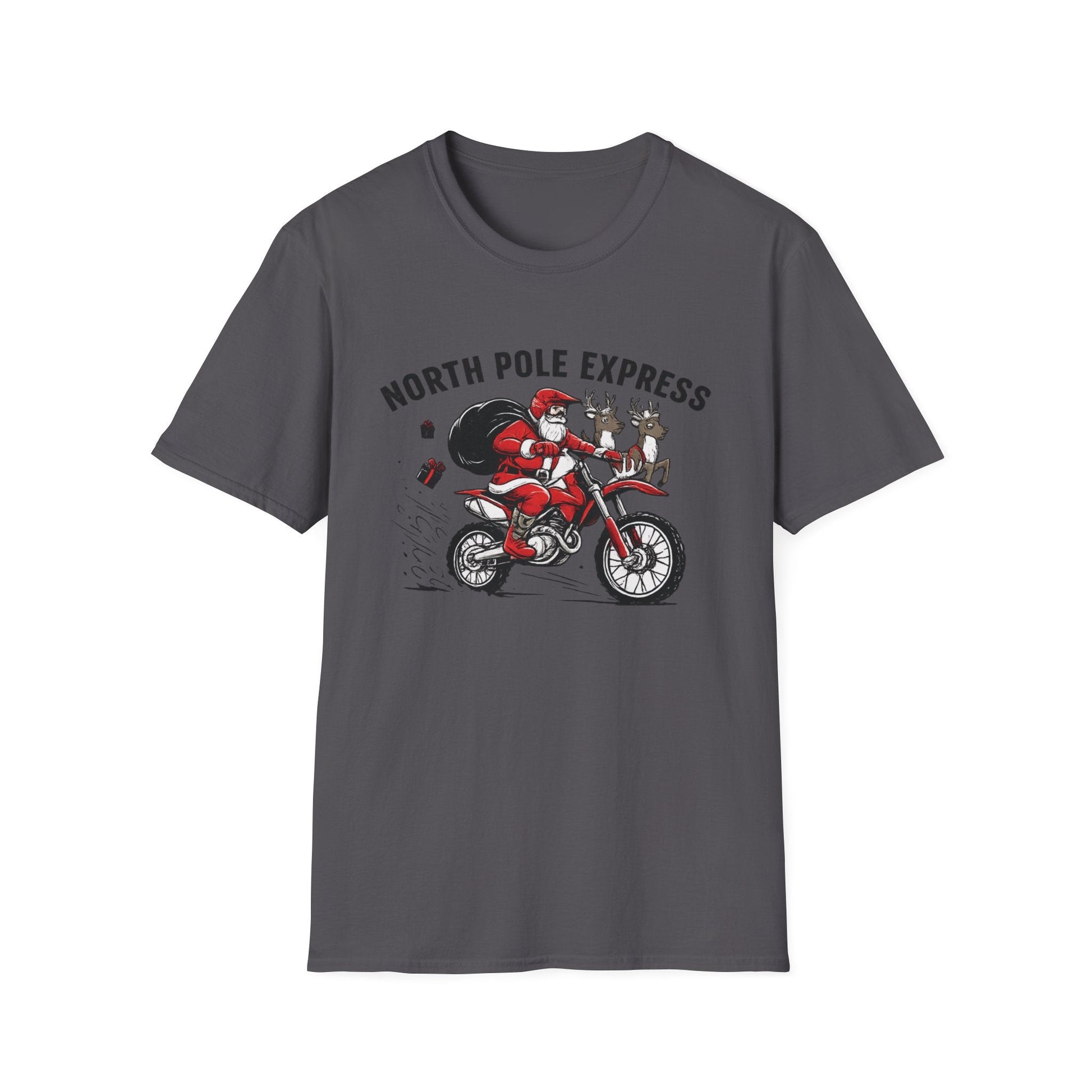 North Pole Express Motocross Santa T-Shirt - SJM Print Store