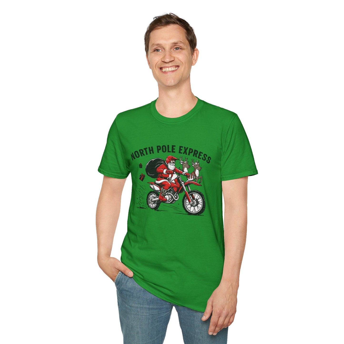 North Pole Express Motocross Santa T-Shirt - SJM Print Store