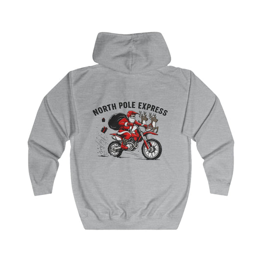 North Pole Express Motocross Zip Hoodie - SJM Print Store