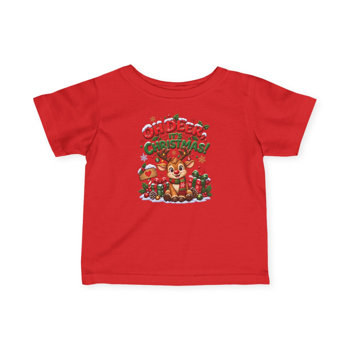 Oh Deer, It’s Christmas! Infant Christmas T-Shirt – Reindeer Tee - SJM Print Store