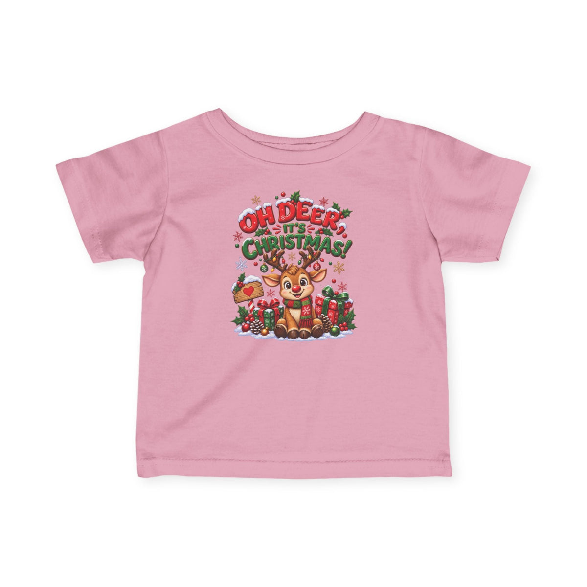 Oh Deer, It’s Christmas! Infant Christmas T-Shirt – Reindeer Tee - SJM Print Store