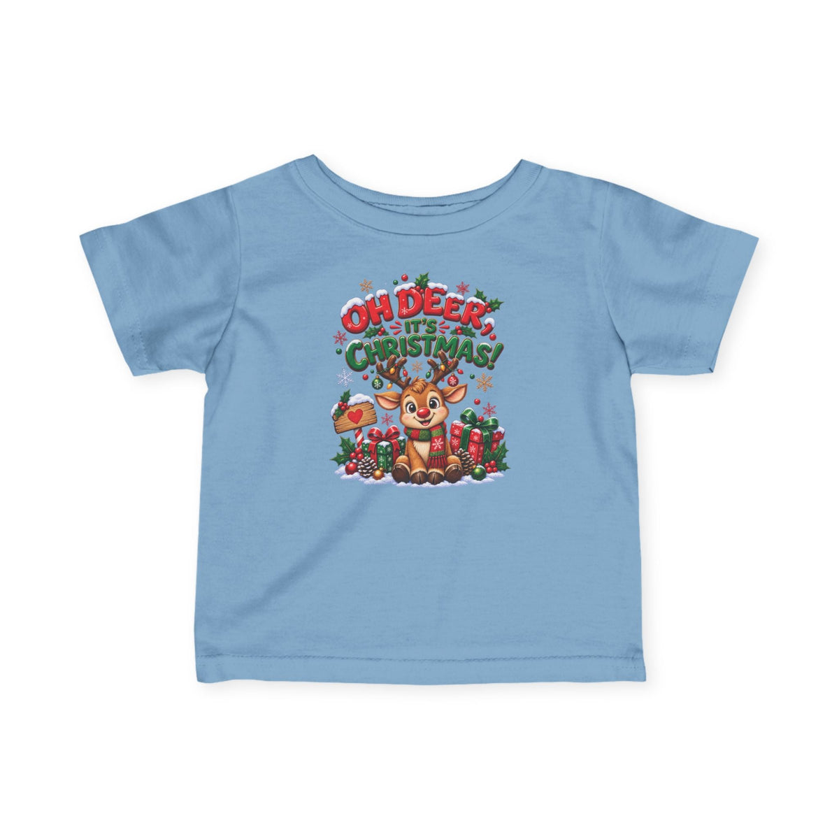 Oh Deer, It’s Christmas! Infant Christmas T-Shirt – Reindeer Tee - SJM Print Store