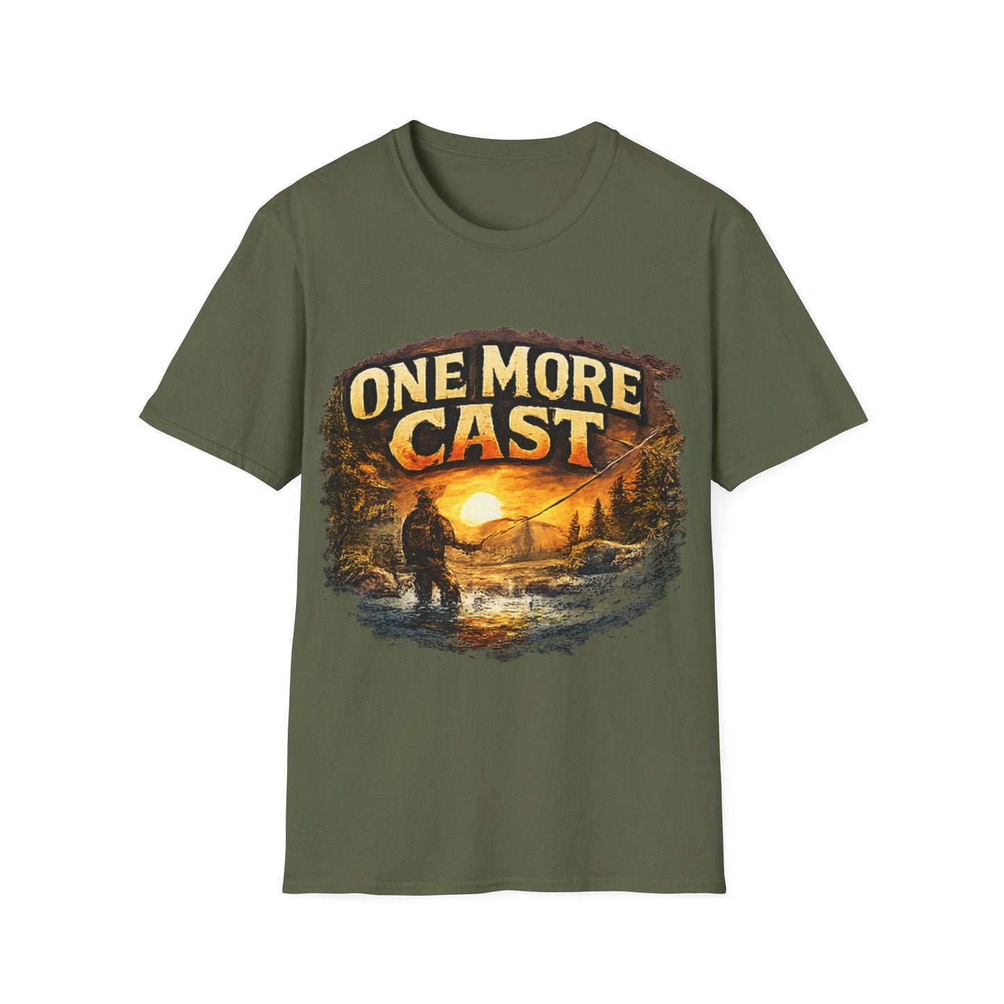 One More Cast Fishing T-Shirt Vintage look Sunset Angler Tee - SJM Print Store