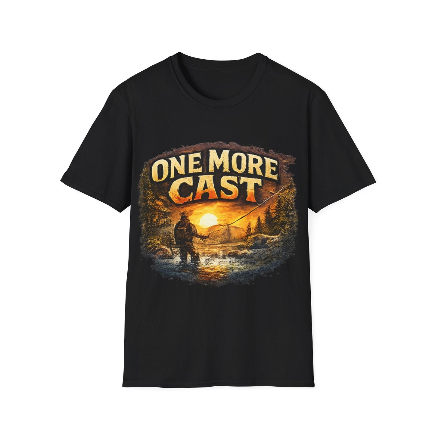 One More Cast Fishing T-Shirt Vintage look Sunset Angler Tee - SJM Print Store