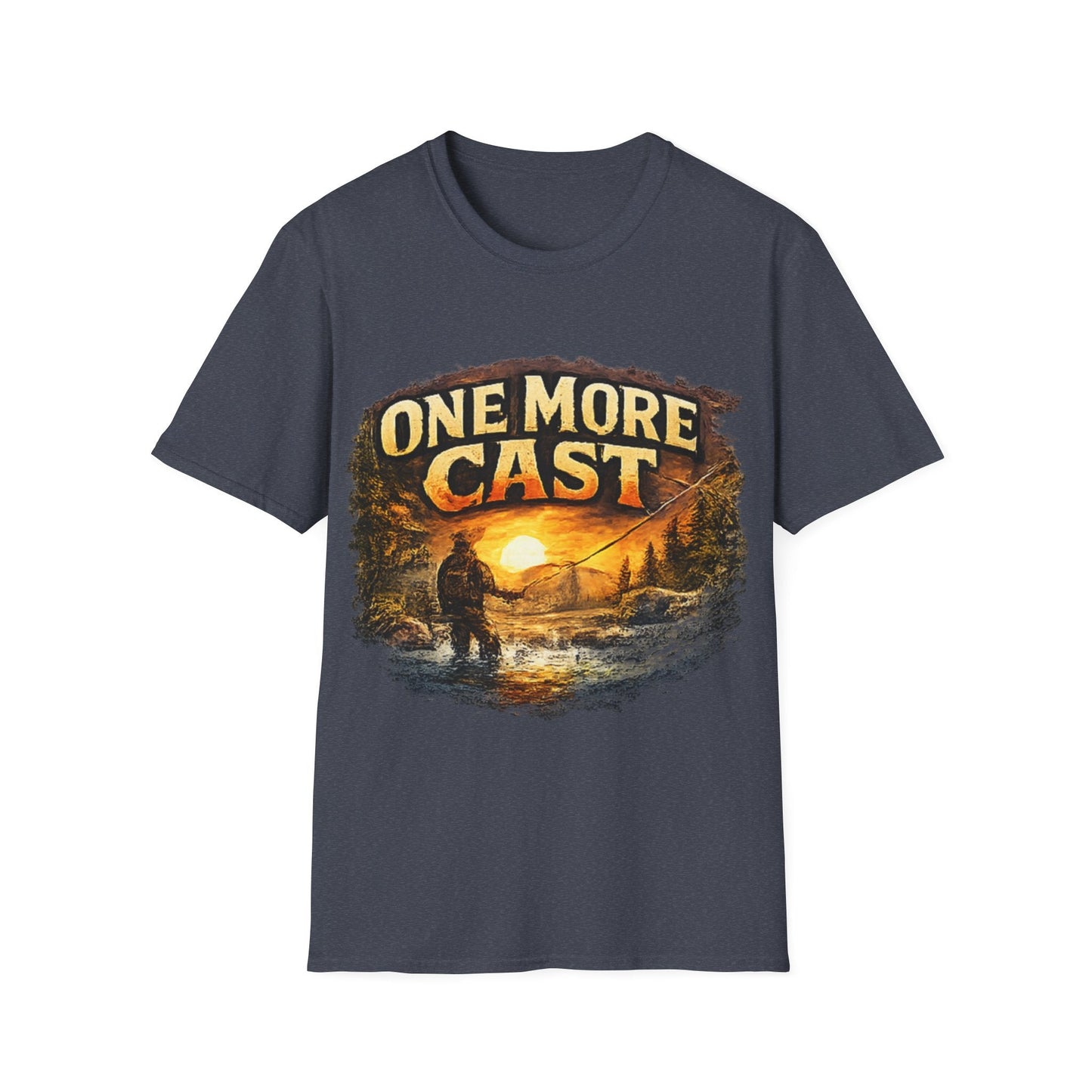 One More Cast Fishing T-Shirt Vintage look Sunset Angler Tee - SJM Print Store