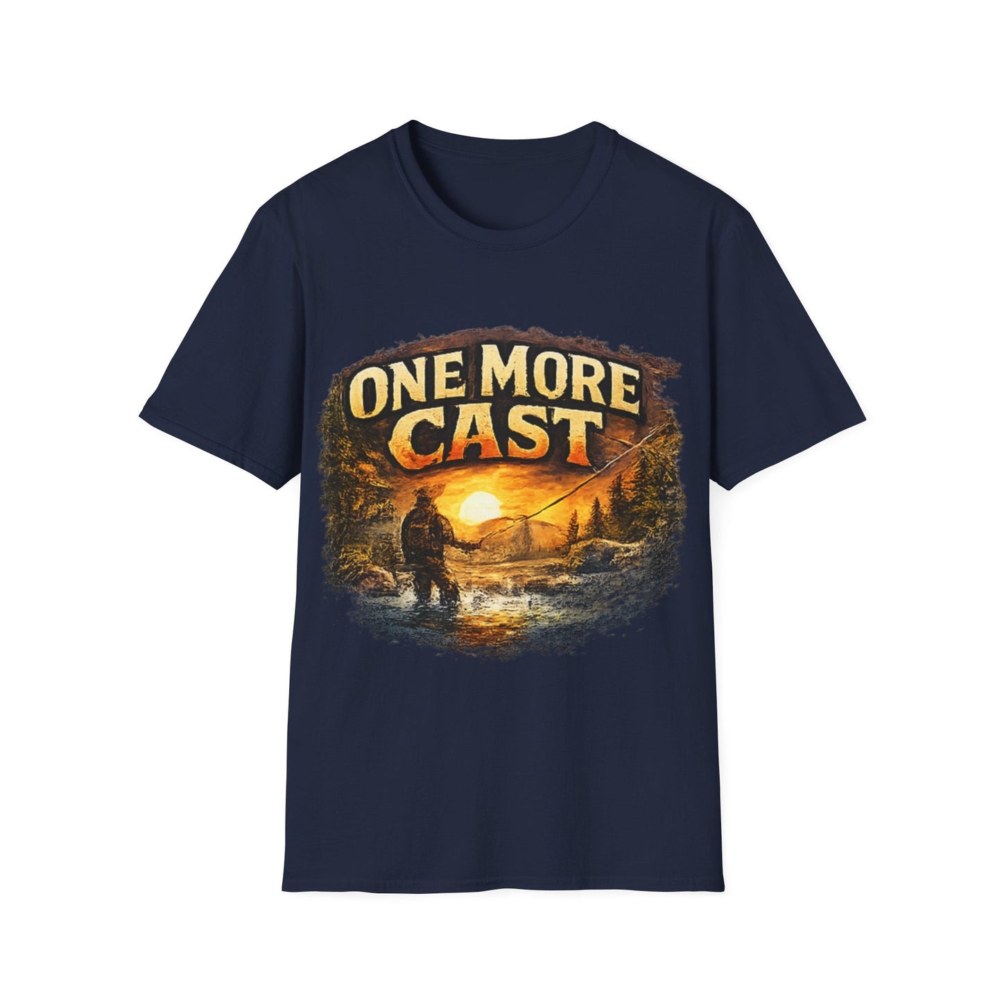 One More Cast Fishing T-Shirt Vintage look Sunset Angler Tee - SJM Print Store