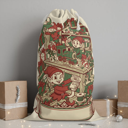 Personalised Christmas Elf Gift Sack — Custom Santa Sack for Kids - SJM Print Store