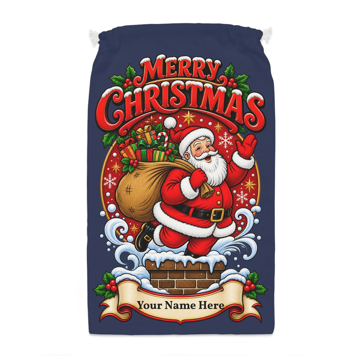 Personalised Santa Christmas Gift Sack – Navy Merry Christmas Sack - SJM Print Store