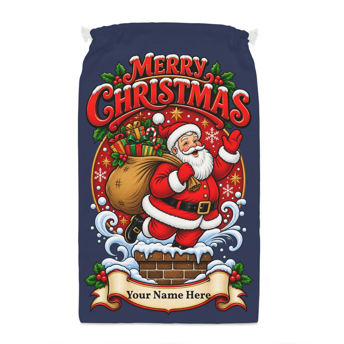 Personalised Santa Christmas Gift Sack – Navy Merry Christmas Sack - SJM Print Store