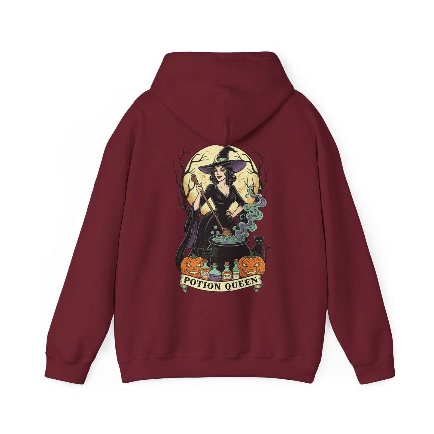 Potion Queen Hoodie Halloween Witch Cauldron Graphic Sweatshirt - SJM Print Store