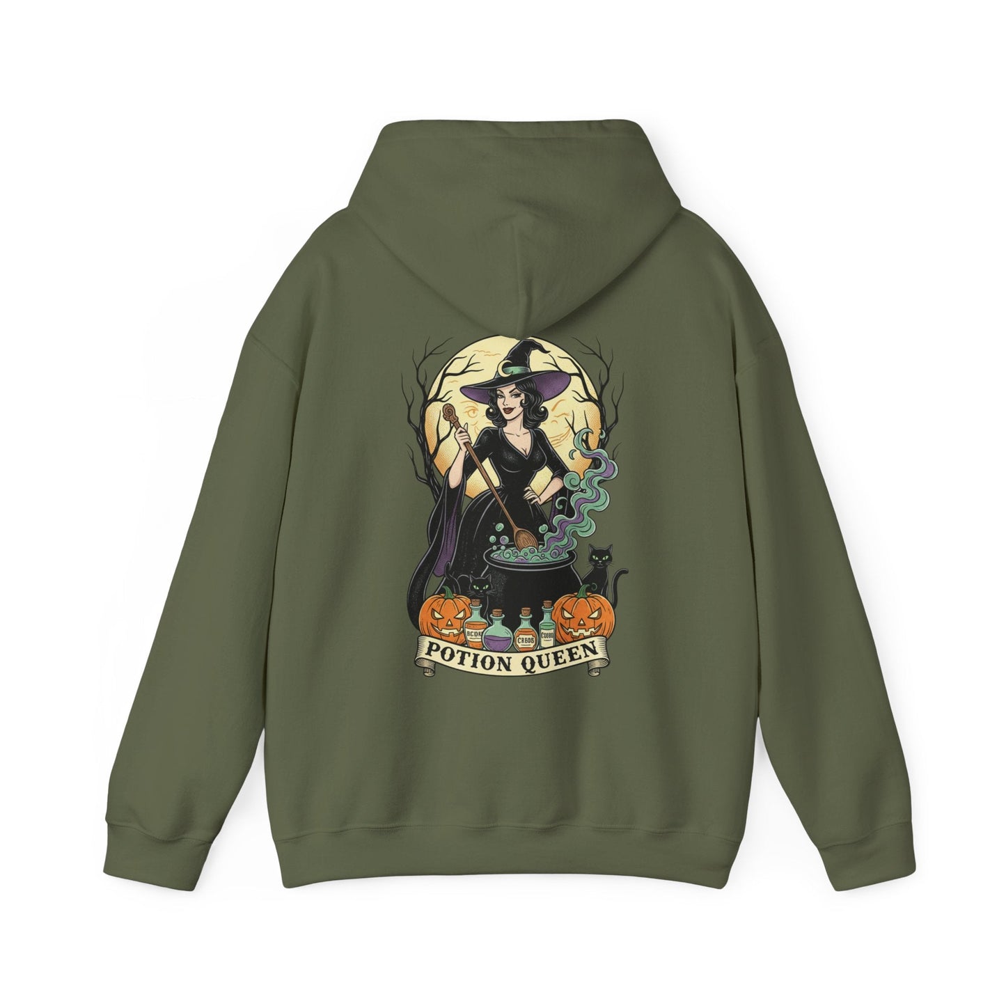 Potion Queen Hoodie Halloween Witch Cauldron Graphic Sweatshirt - SJM Print Store