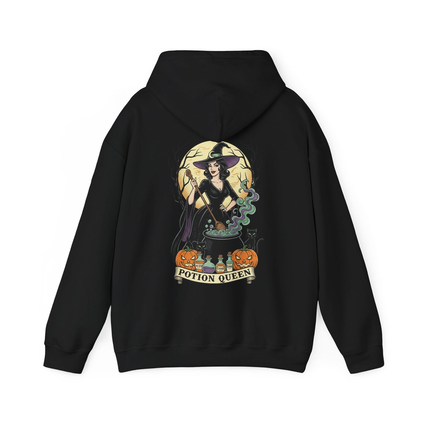Potion Queen Hoodie Halloween Witch Cauldron Graphic Sweatshirt - SJM Print Store