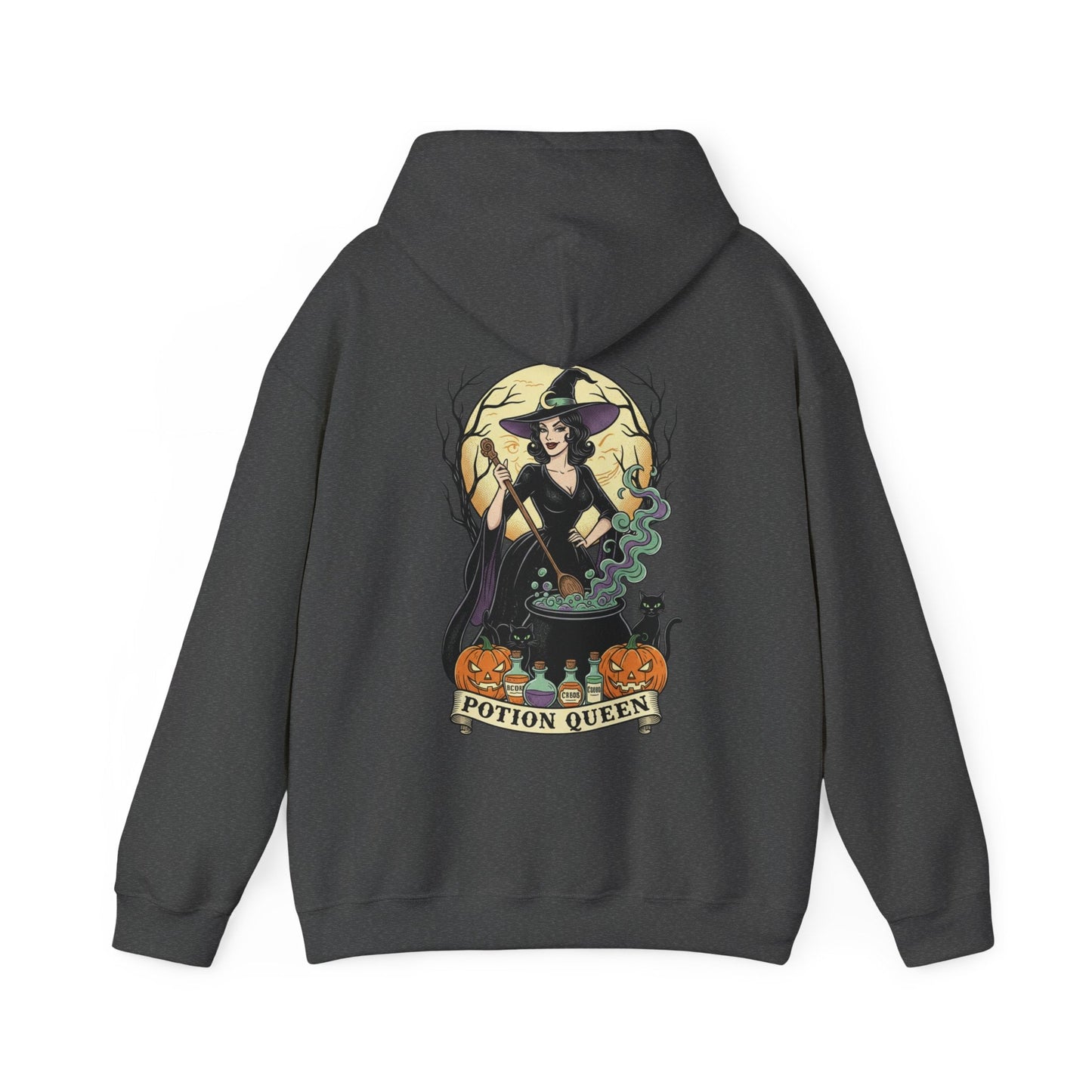 Potion Queen Hoodie Halloween Witch Cauldron Graphic Sweatshirt - SJM Print Store
