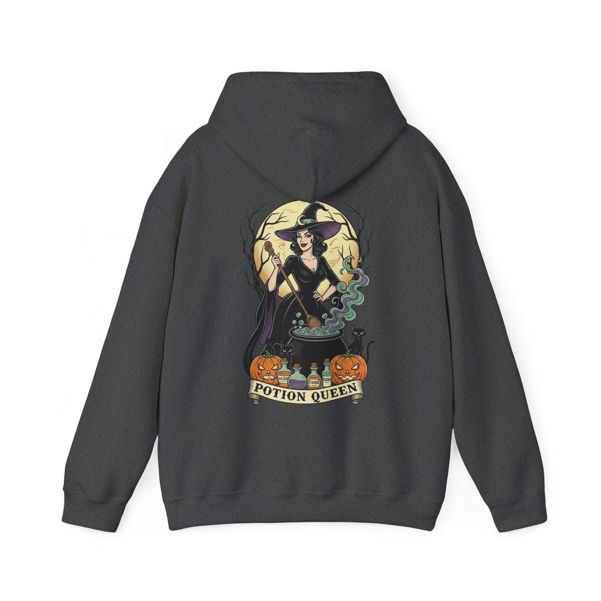 Potion Queen Hoodie Halloween Witch Cauldron Graphic Sweatshirt - SJM Print Store