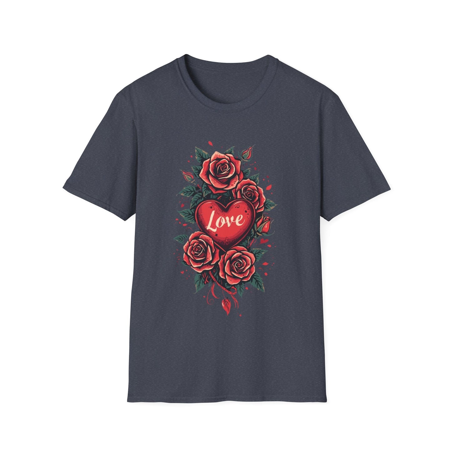 Red Rose Heart Tee Floral Tattoo Inspired T-Shirt - SJM Print Store