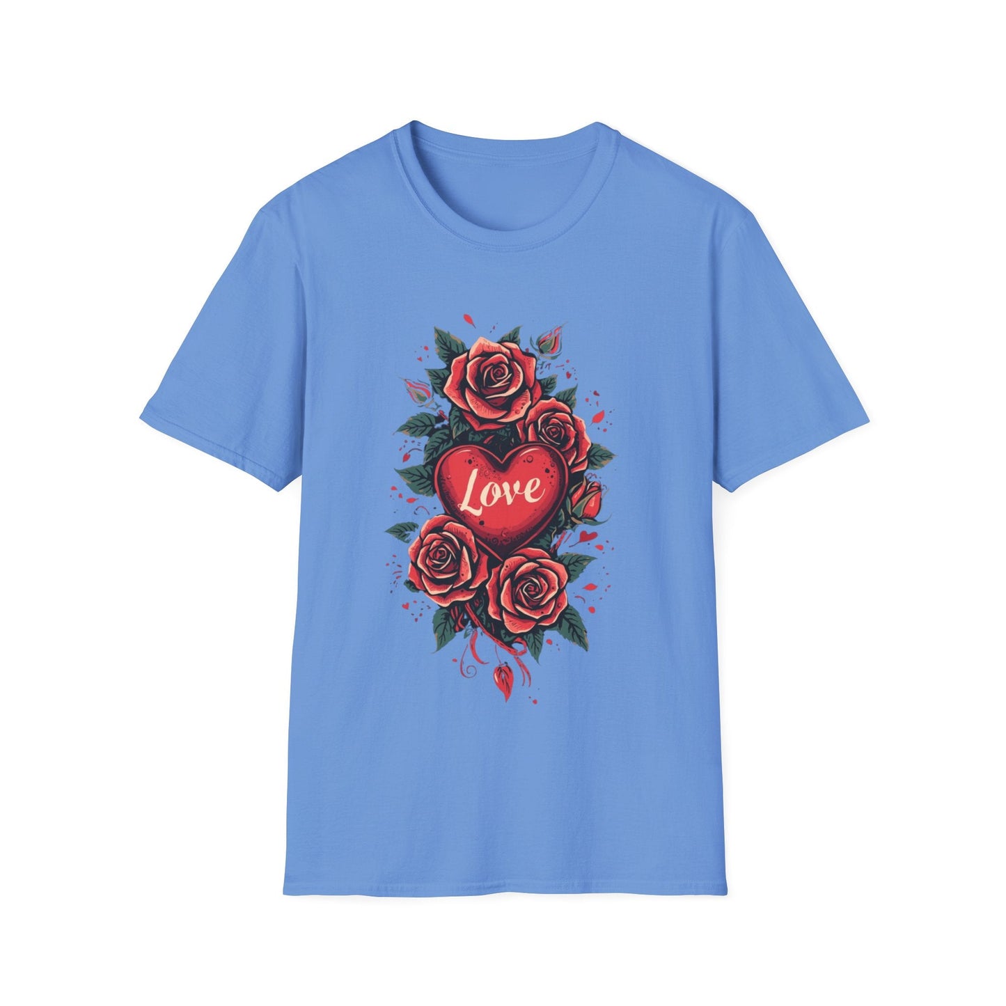 Red Rose Heart Tee Floral Tattoo Inspired T-Shirt - SJM Print Store
