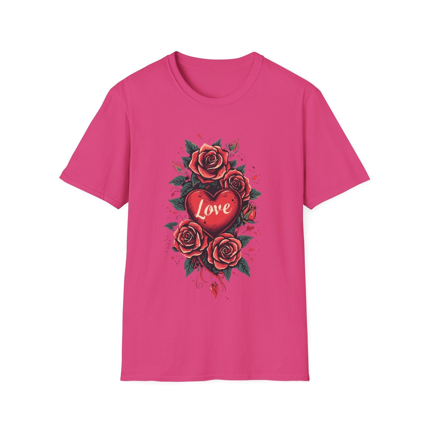 Red Rose Heart Tee Floral Tattoo Inspired T-Shirt - SJM Print Store