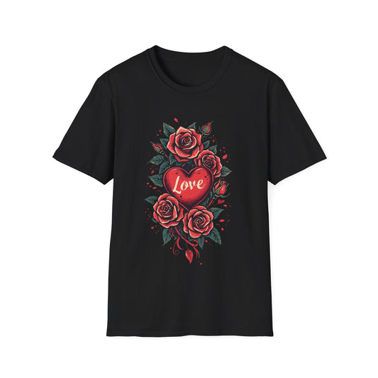 Red Rose Heart Tee Floral Tattoo Inspired T-Shirt - SJM Print Store
