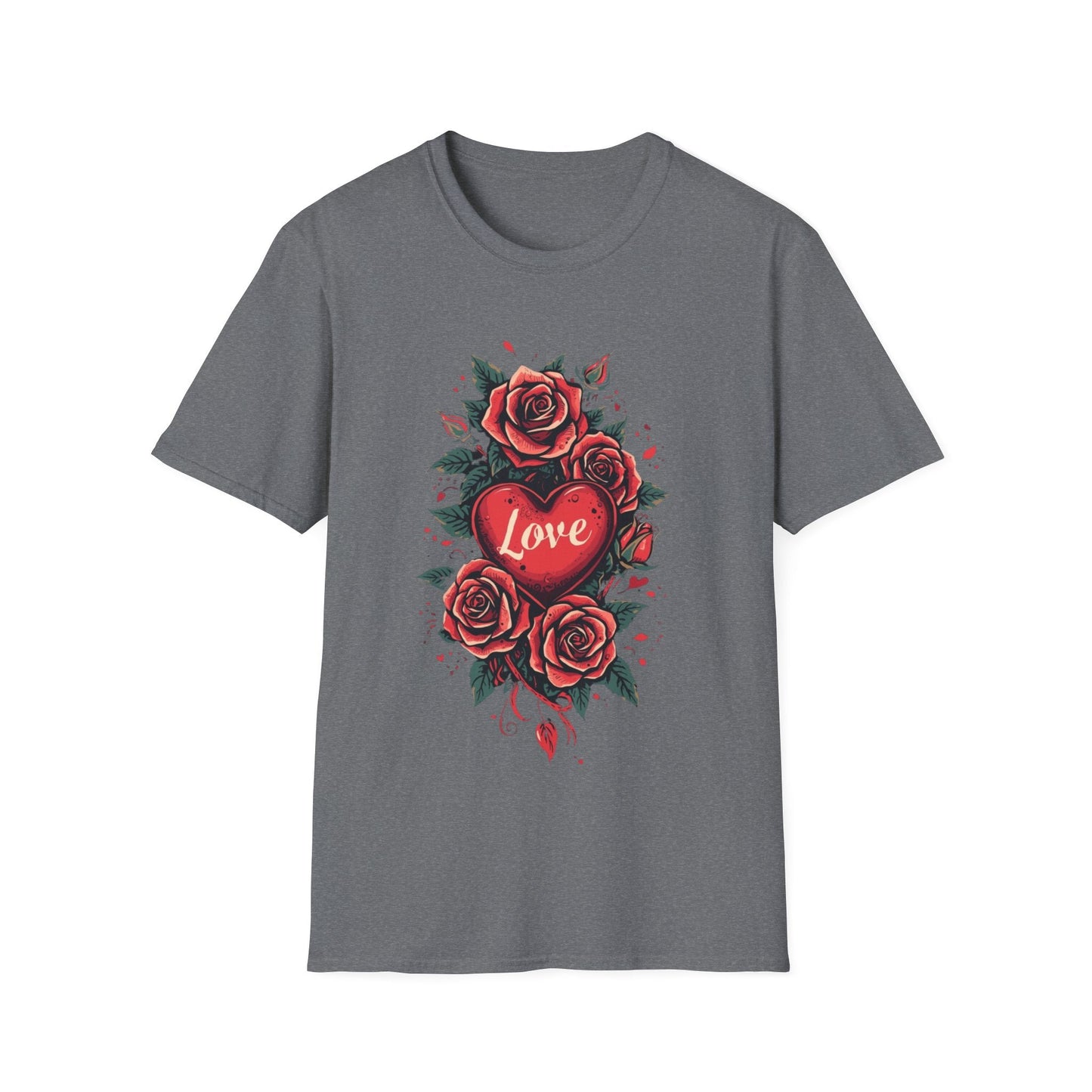 Red Rose Heart Tee Floral Tattoo Inspired T-Shirt - SJM Print Store