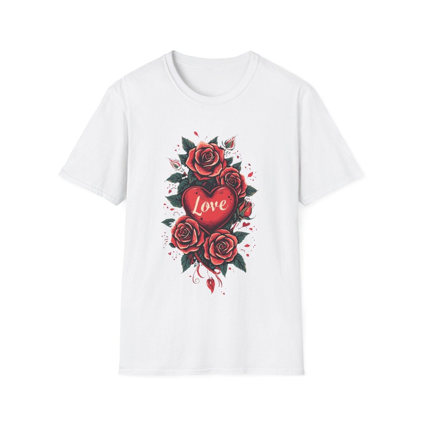 Red Rose Heart Tee Floral Tattoo Inspired T-Shirt - SJM Print Store