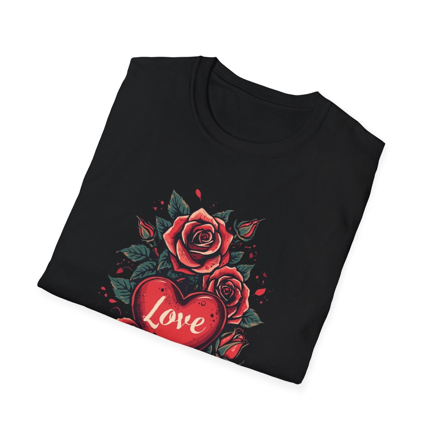 Red Rose Heart Tee Floral Tattoo Inspired T-Shirt - SJM Print Store