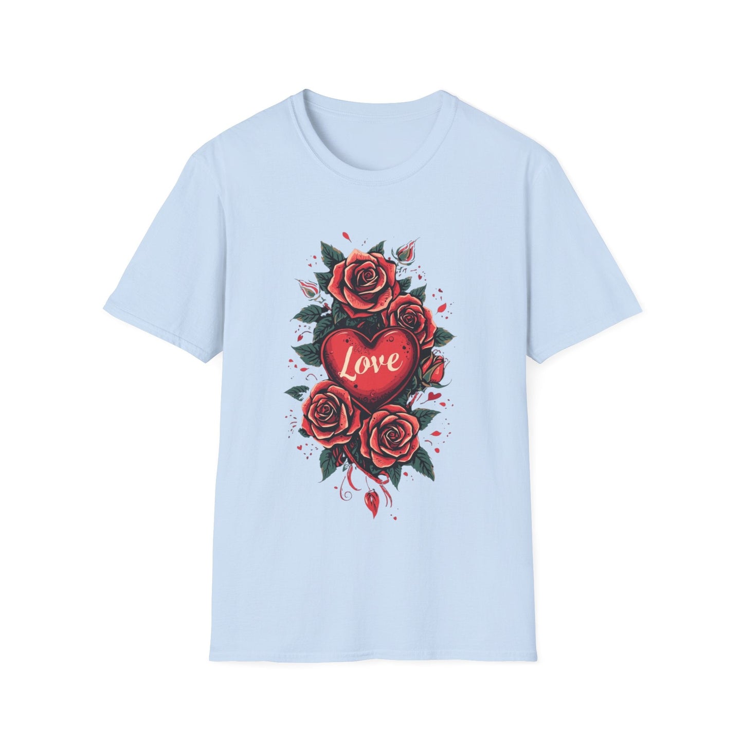 Red Rose Heart Tee Floral Tattoo Inspired T-Shirt - SJM Print Store