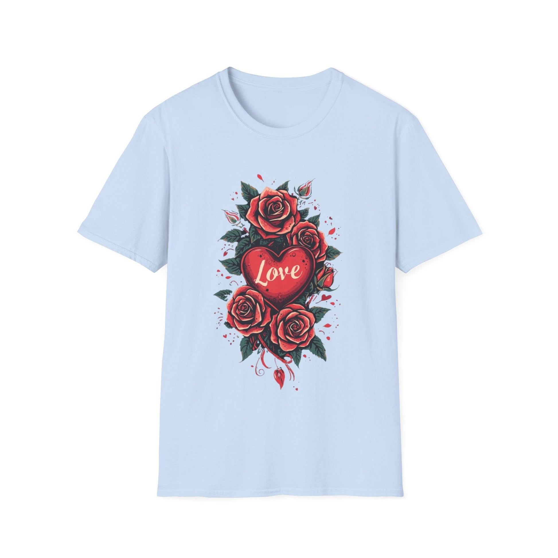 Red Rose Heart Tee Floral Tattoo Inspired T-Shirt - SJM Print Store