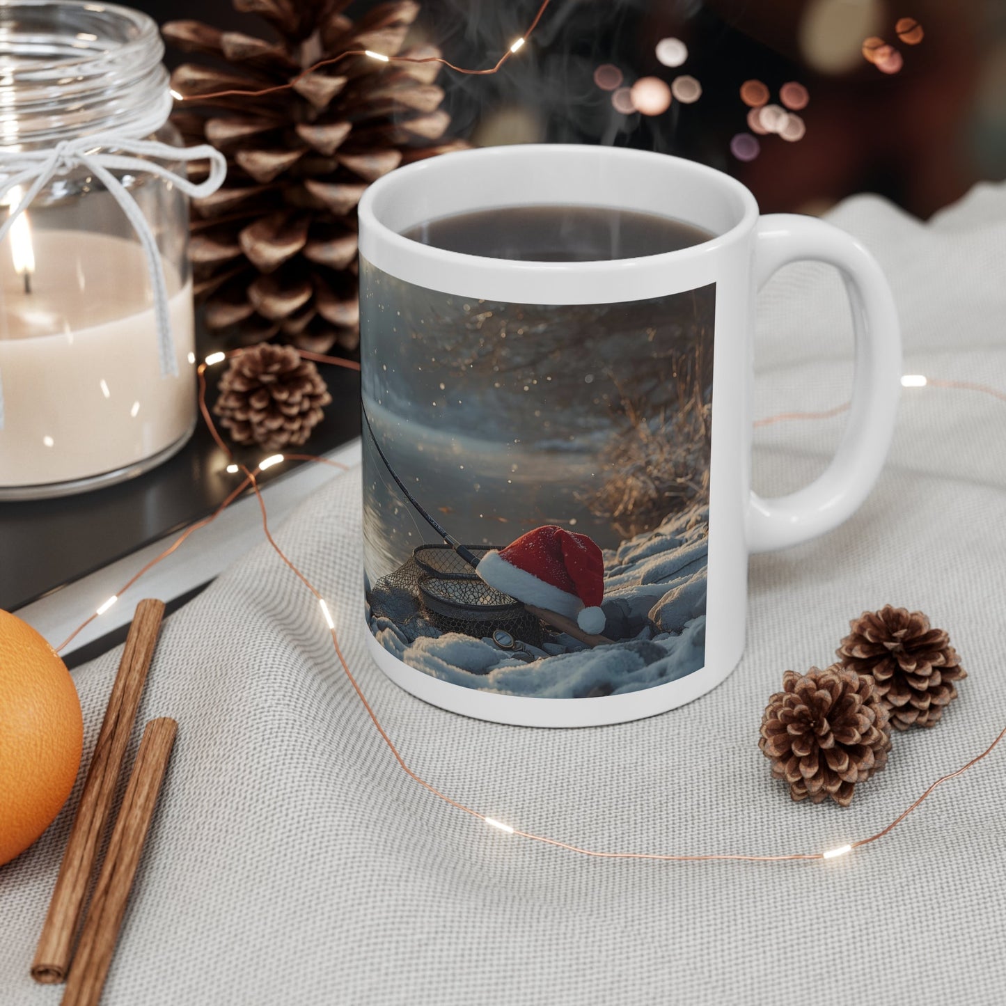 Reel in the Joy Mug - Perfect for Christmas, Holiday Gift, Fisherman Mug, Unique Christmas Fishing Decor - SJM Print Store