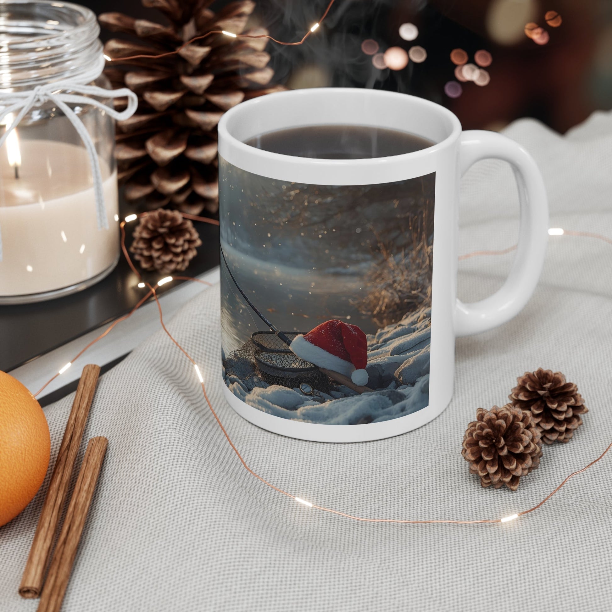 Reel in the Joy Mug - Perfect for Christmas, Holiday Gift, Fisherman Mug, Unique Christmas Fishing Decor - SJM Print Store