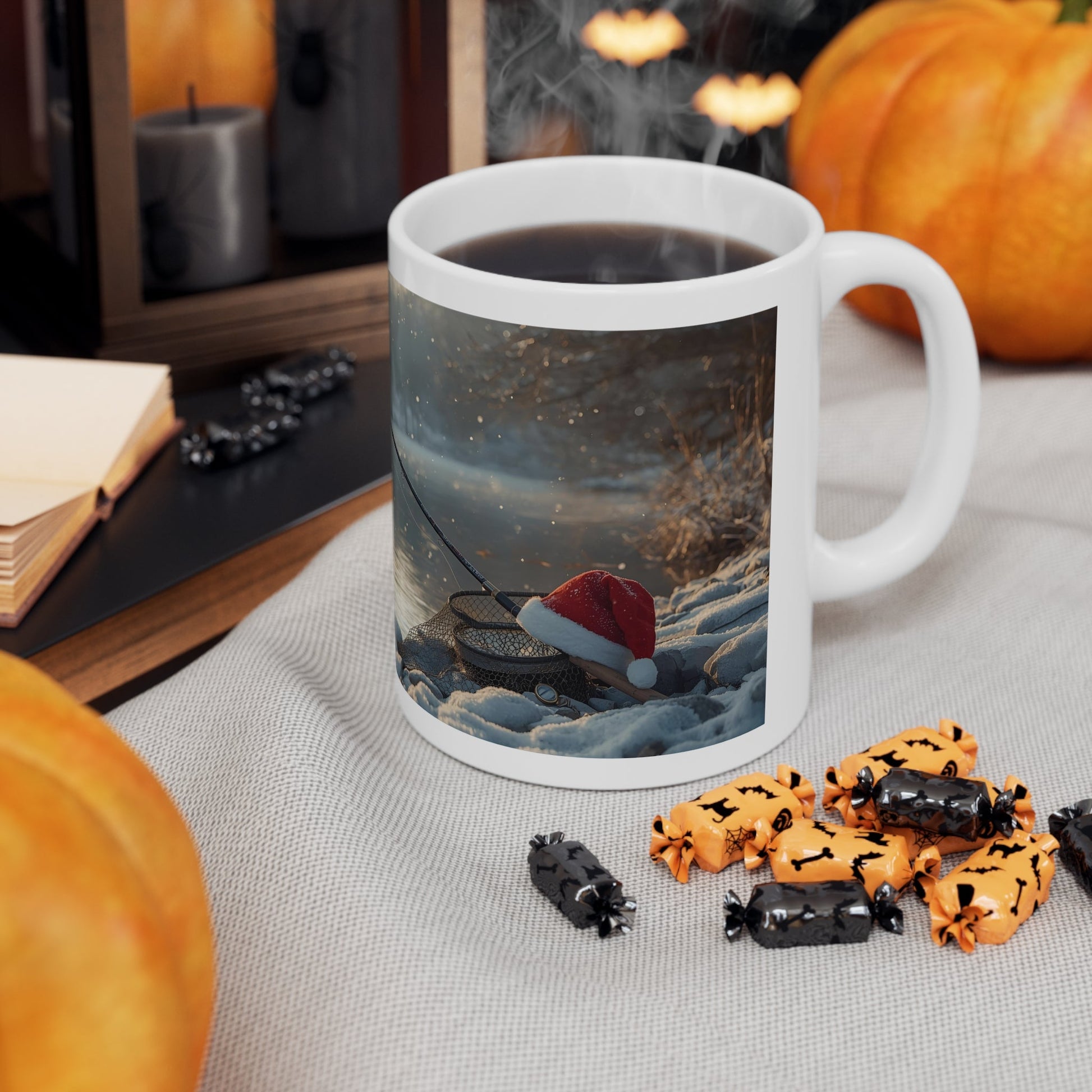 Reel in the Joy Mug - Perfect for Christmas, Holiday Gift, Fisherman Mug, Unique Christmas Fishing Decor - SJM Print Store