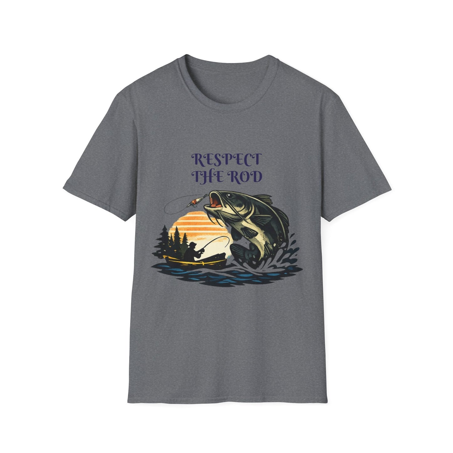 Respect the Rod Fishing TShirt Vintage Sunset Angler Tee - SJM Print Store