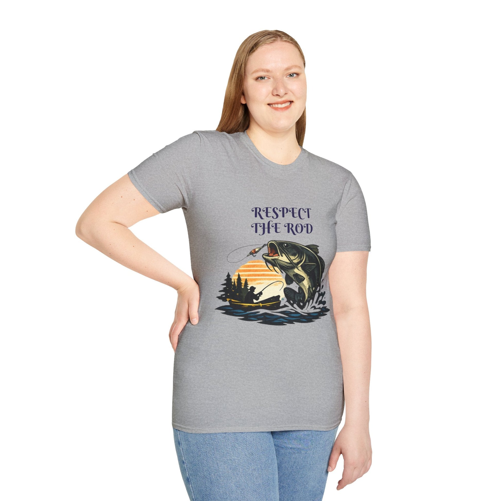 Respect the Rod Fishing TShirt Vintage Sunset Angler Tee - SJM Print Store