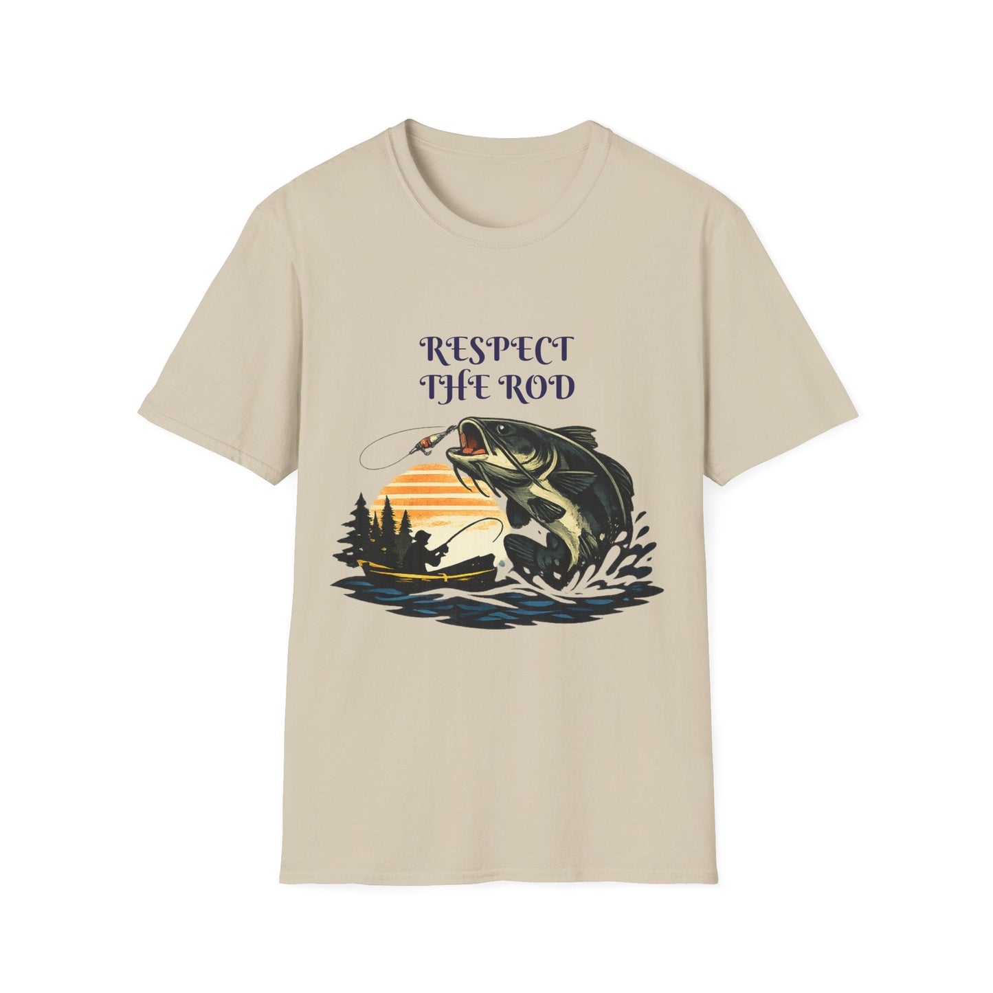 Respect the Rod Fishing TShirt Vintage Sunset Angler Tee - SJM Print Store