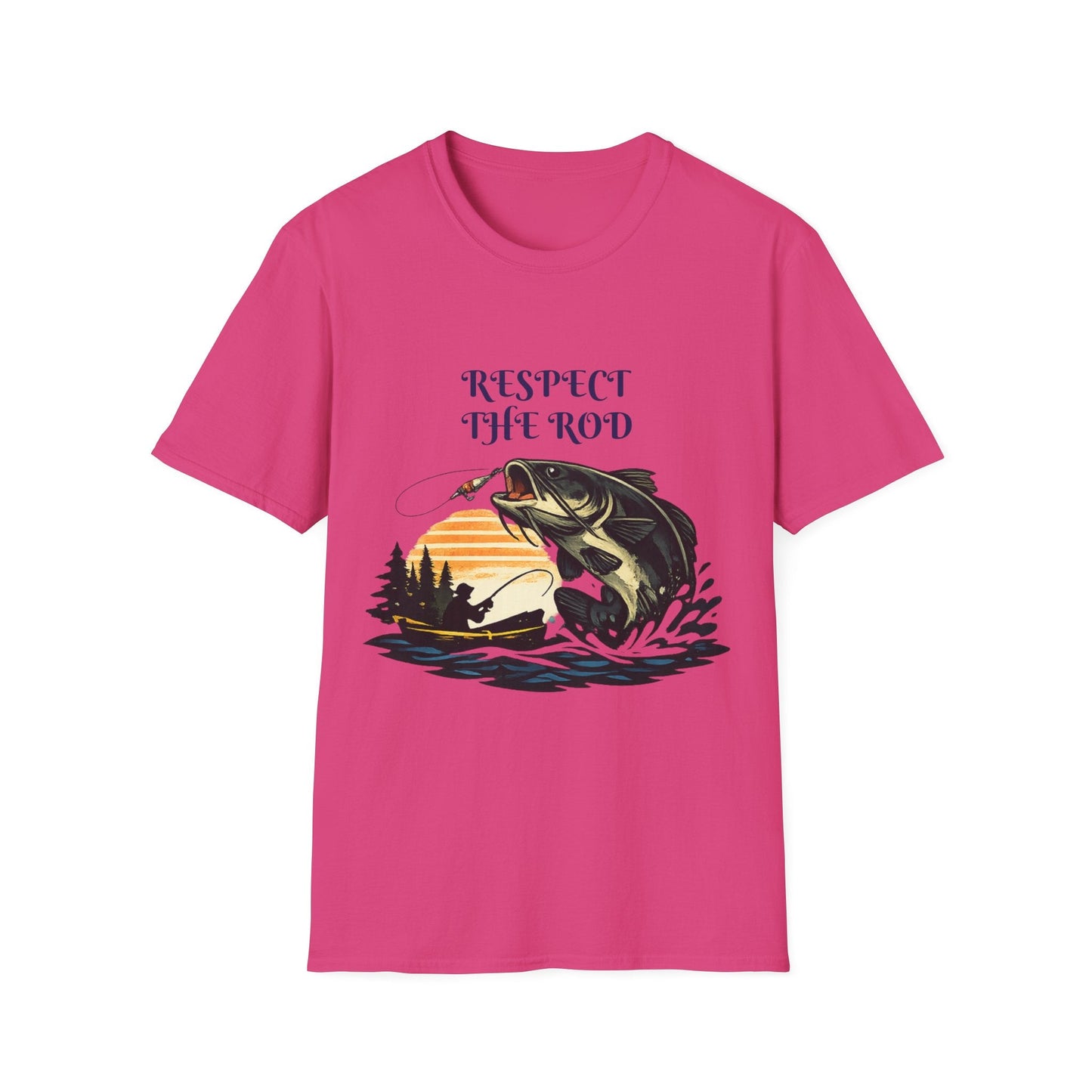 Respect the Rod Fishing TShirt Vintage Sunset Angler Tee - SJM Print Store