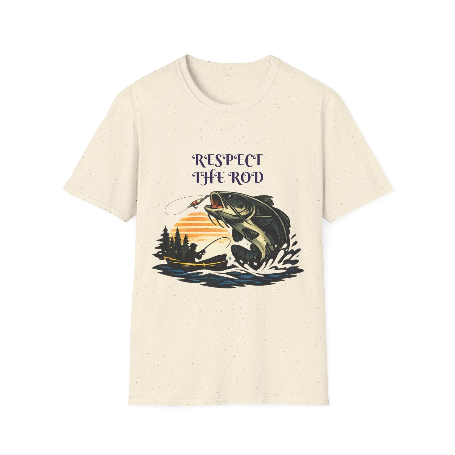 Respect the Rod Fishing TShirt Vintage Sunset Angler Tee - SJM Print Store