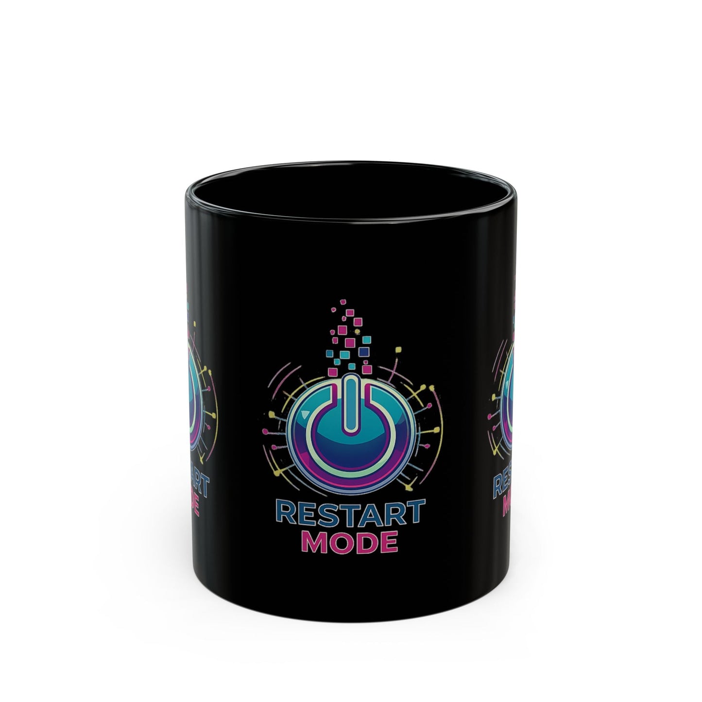 Restart Mode Black Mug | Positive Lifestyle Coffee Mug | Triple Print Ceramic Mug | Work-Life Balance Gift | 11oz Mug - SJM Print Store